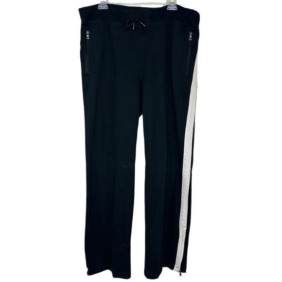 VTG Polo Ralph Lauren Sweatpants Mens XL New York Logo Zip Ankles Stripe 38x32 - Picture 1 of 9